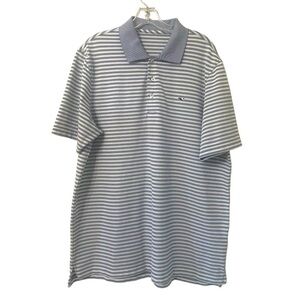 Vineyard Vines Short Sleeve Striped Blue White Performance Collared Polo
